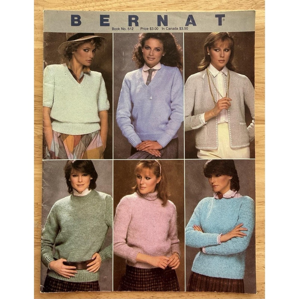 Bernat Knitting Patterns Leaflet‎ for Classic Sweaters No. 512 Vintage 1983